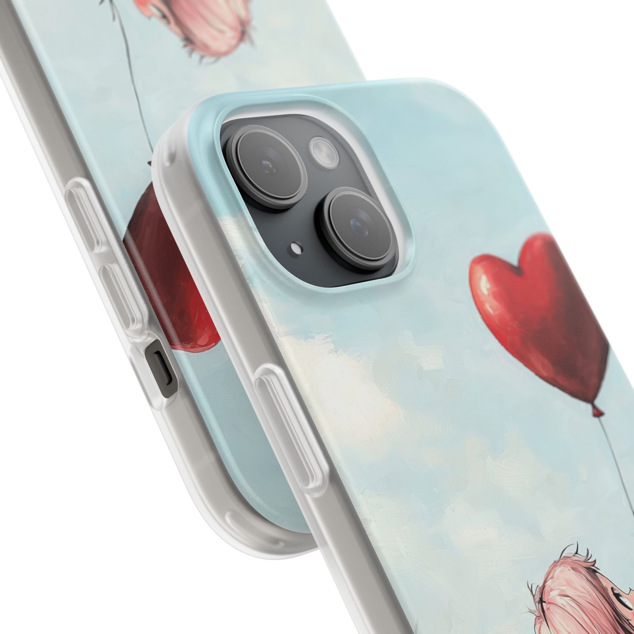 Heart Balloon Glow iPhone 15 Case - Soft