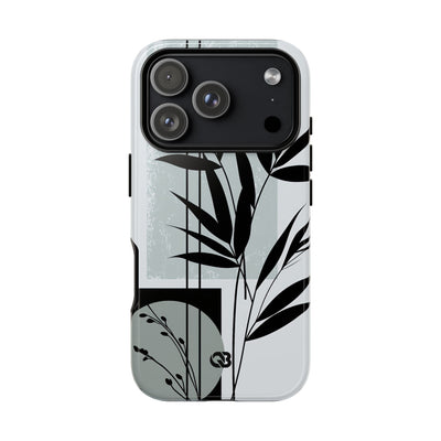 Grey Tough Phone Case for iPhone - Sage Bamboo Noir