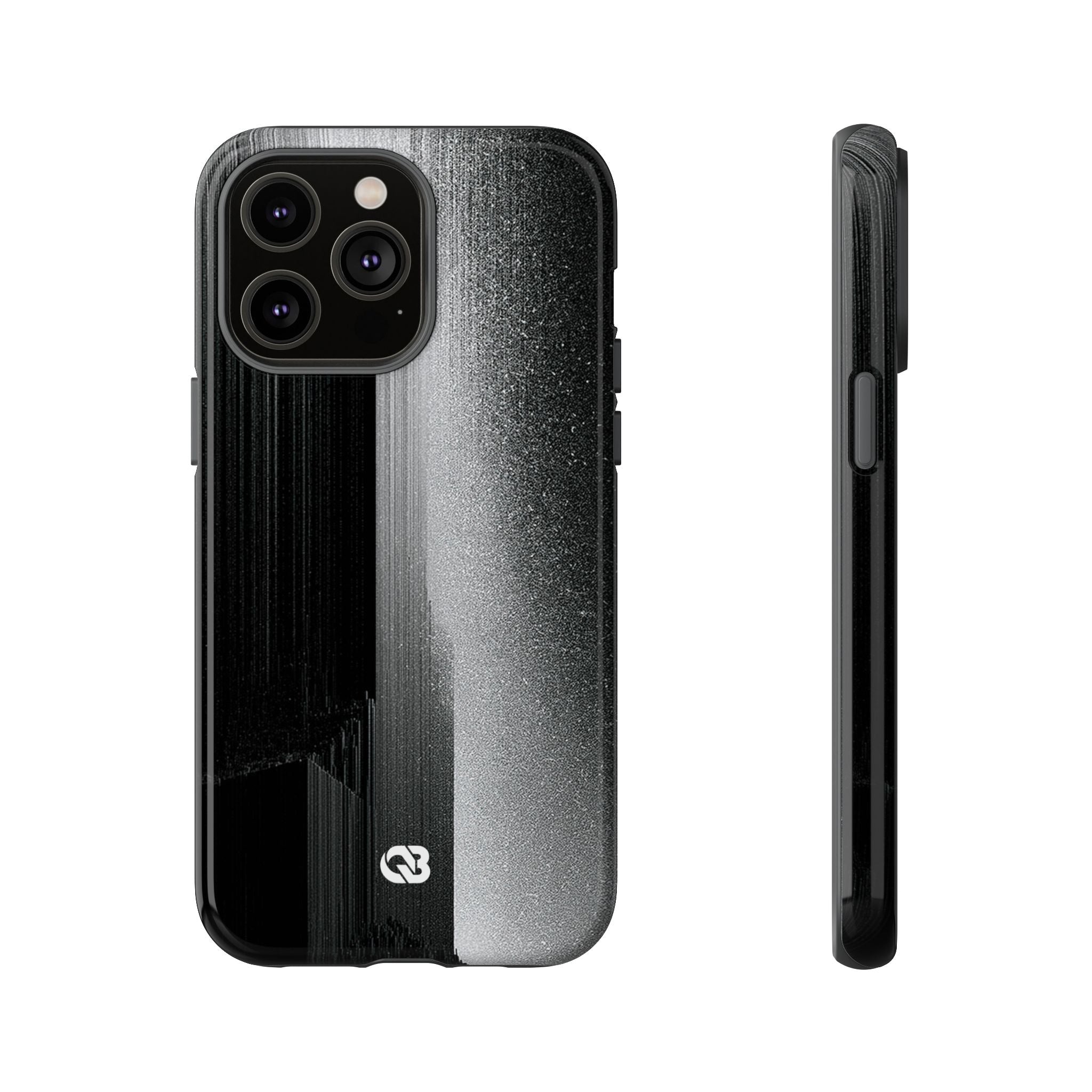 Black Tough Phone Case for iPhone - Brutalist Pixel Monolith