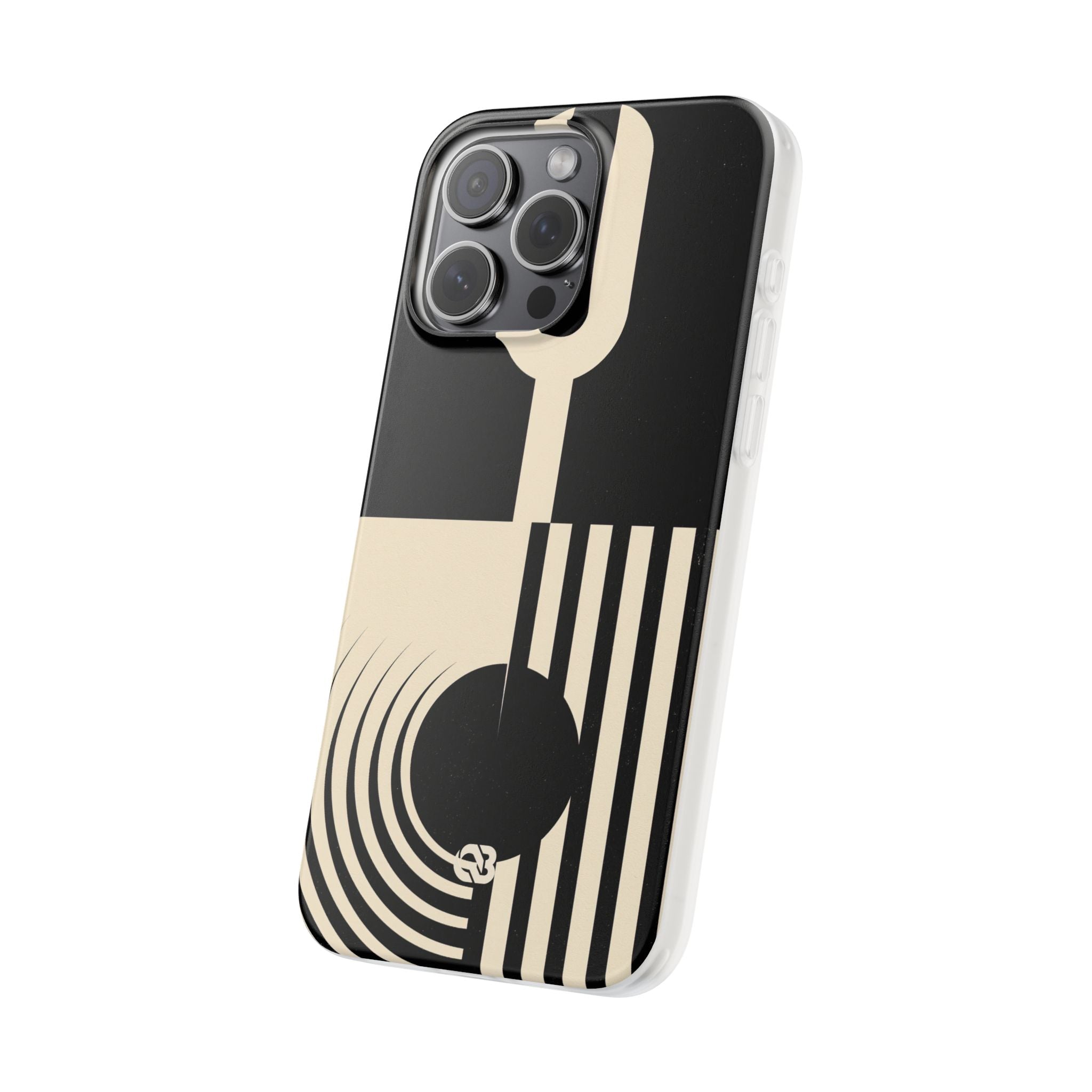 Black Lite Phone Case for iPhone - Ivory Signal Grid