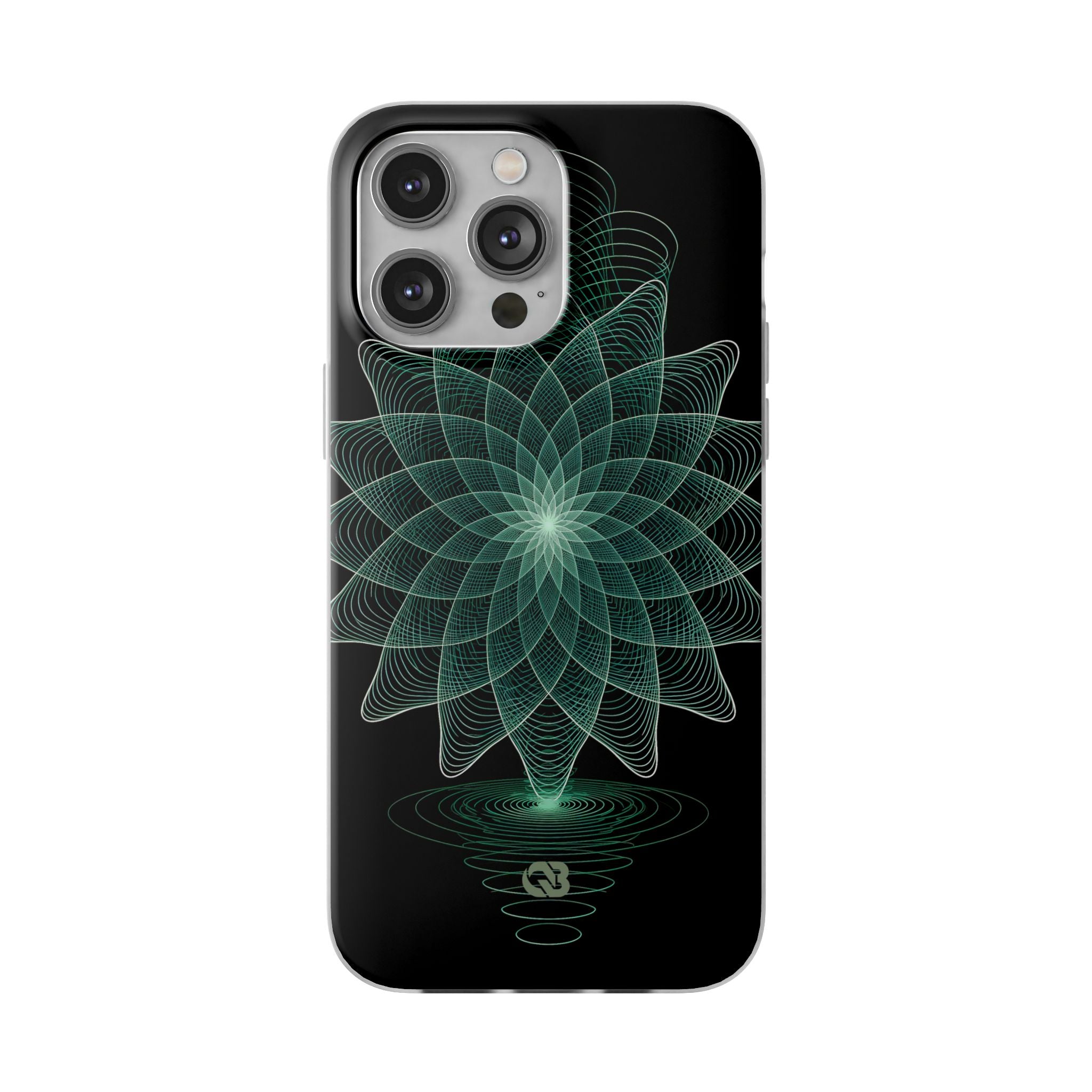 Green Lite Phone Case for iPhone - Cyan Signal Bloom