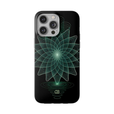 Green Lite Phone Case for iPhone - Cyan Signal Bloom