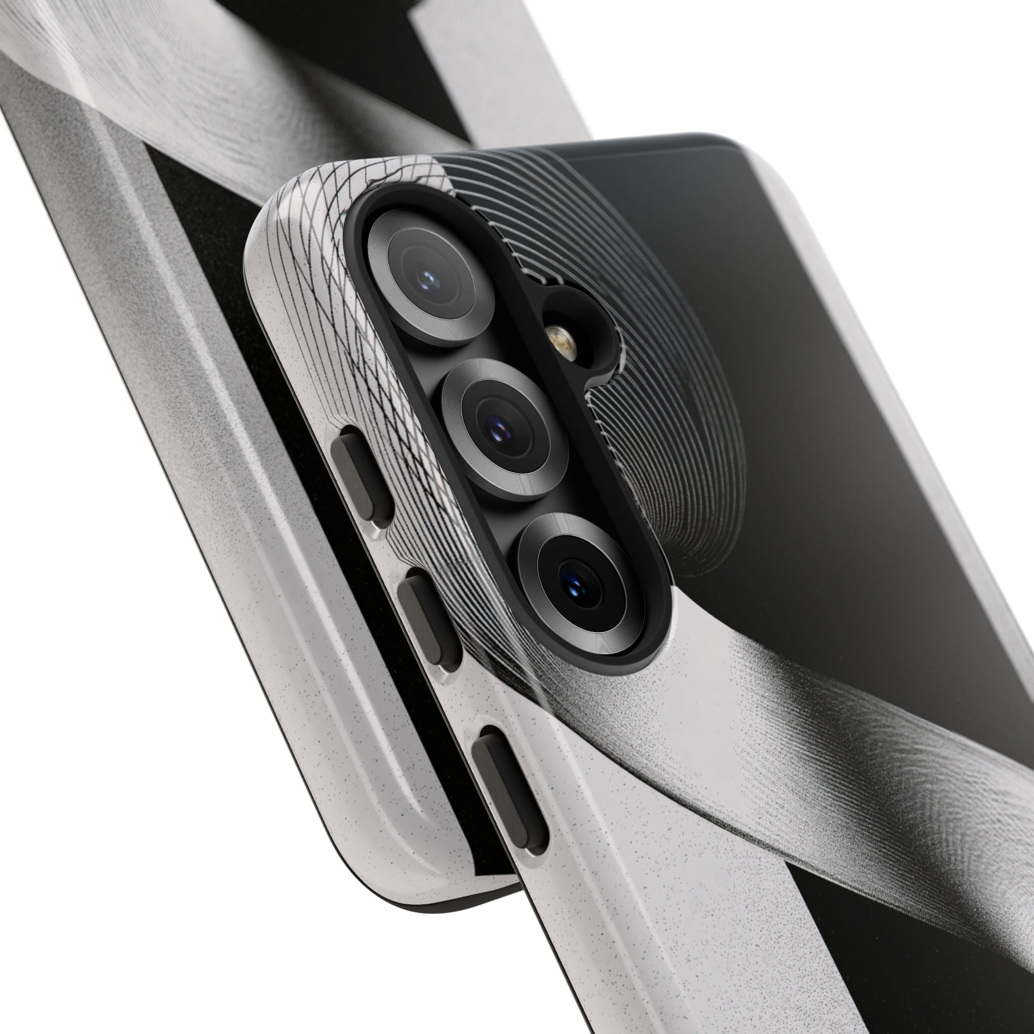 Grey Tough Phone Case for Samsung - Obsidian Moiré Wave