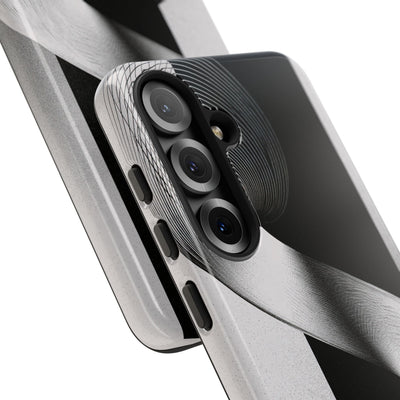Grey Tough Phone Case for Samsung - Obsidian Moiré Wave