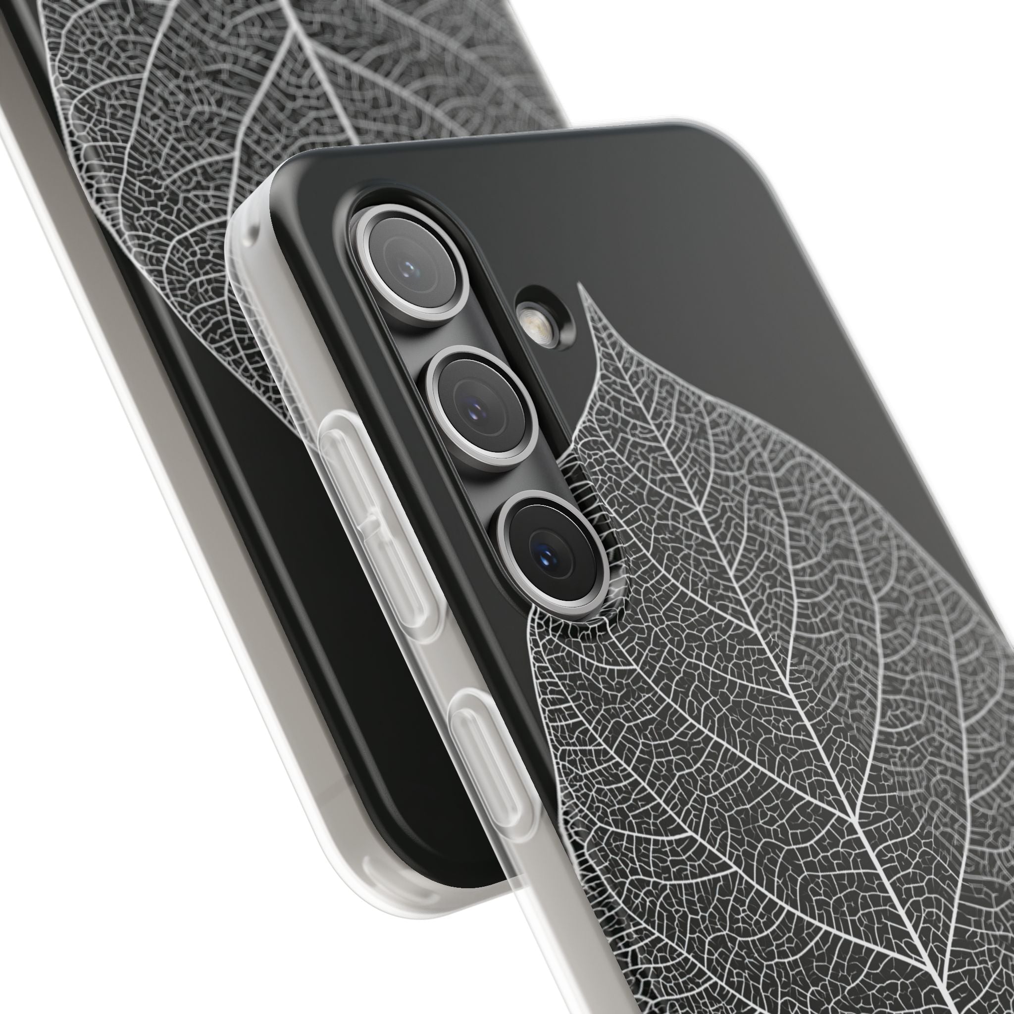 Black Lite Phone Case for Samsung - Bleached Leaf Lattice