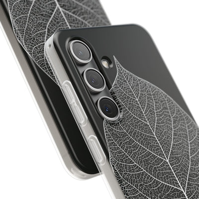 Black Lite Phone Case for Samsung - Bleached Leaf Lattice