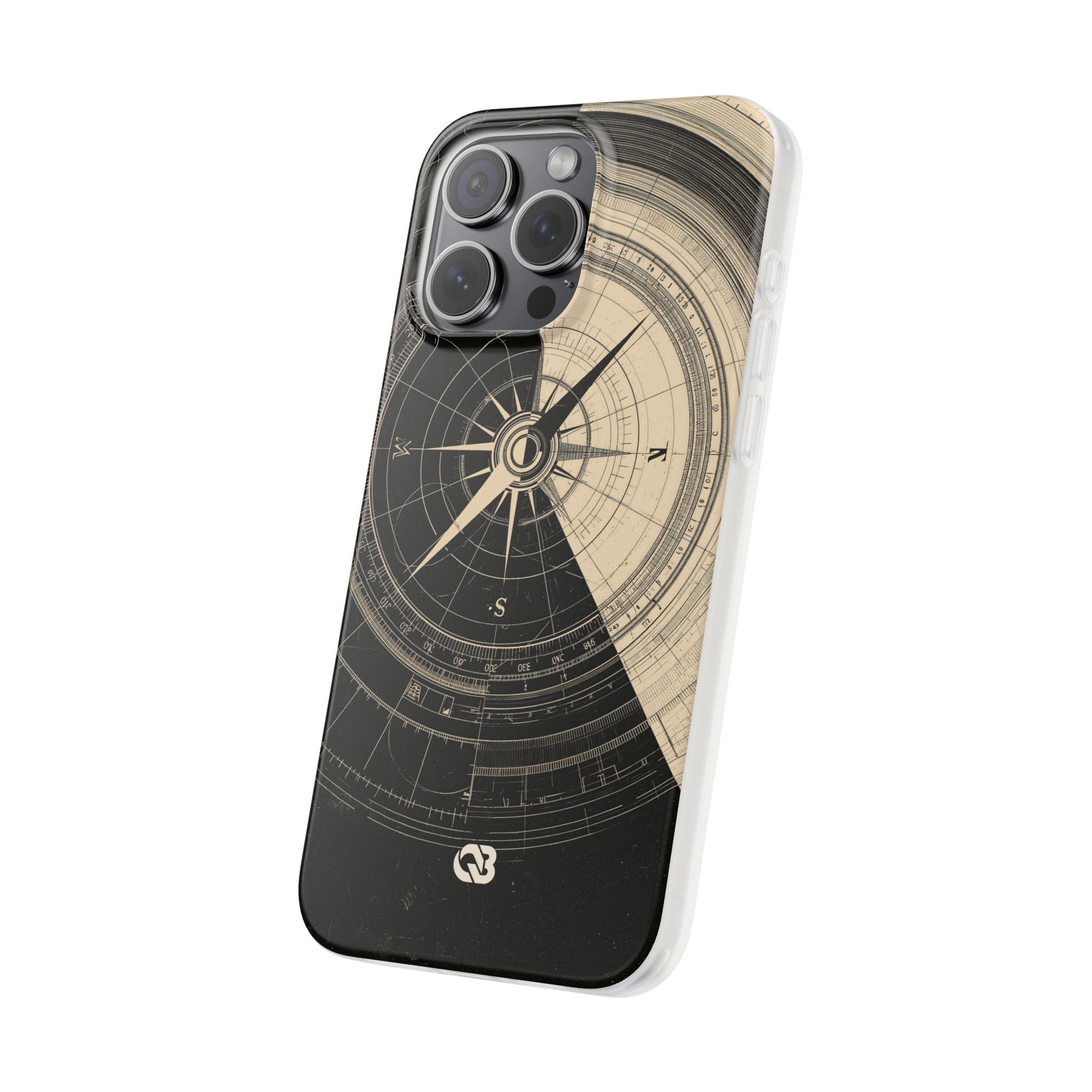 Beige Lite Phone Case for iPhone - Obsidian Nautical Blueprint