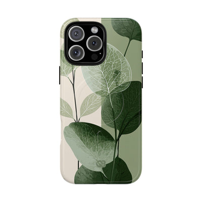 Green Tough 2.0 Magsafe Phone Case for iPhone - Sage Leaf Skeletals