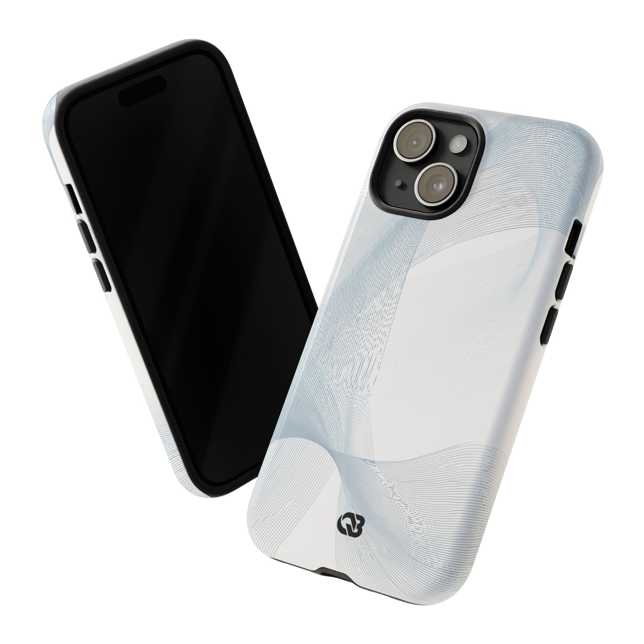 White Tough Phone Case for iPhone - Arctic Line Current