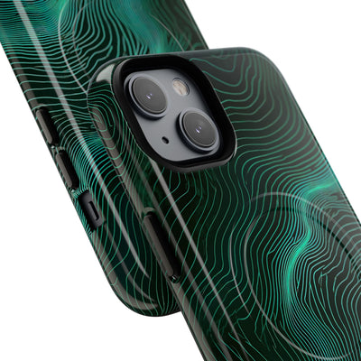 Teal Tough 2.0 Magsafe Phone Case for iPhone - Neon Jade Contour