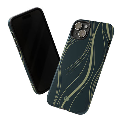 Green Tough Phone Case for iPhone - Obsidian Sage Flow