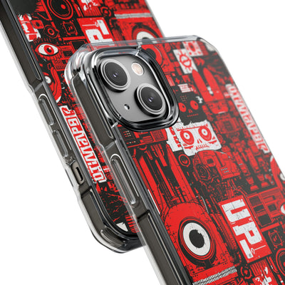 Neo Mecha Collage · Clear Impact Magnetic Phone Case for iPhone · Red