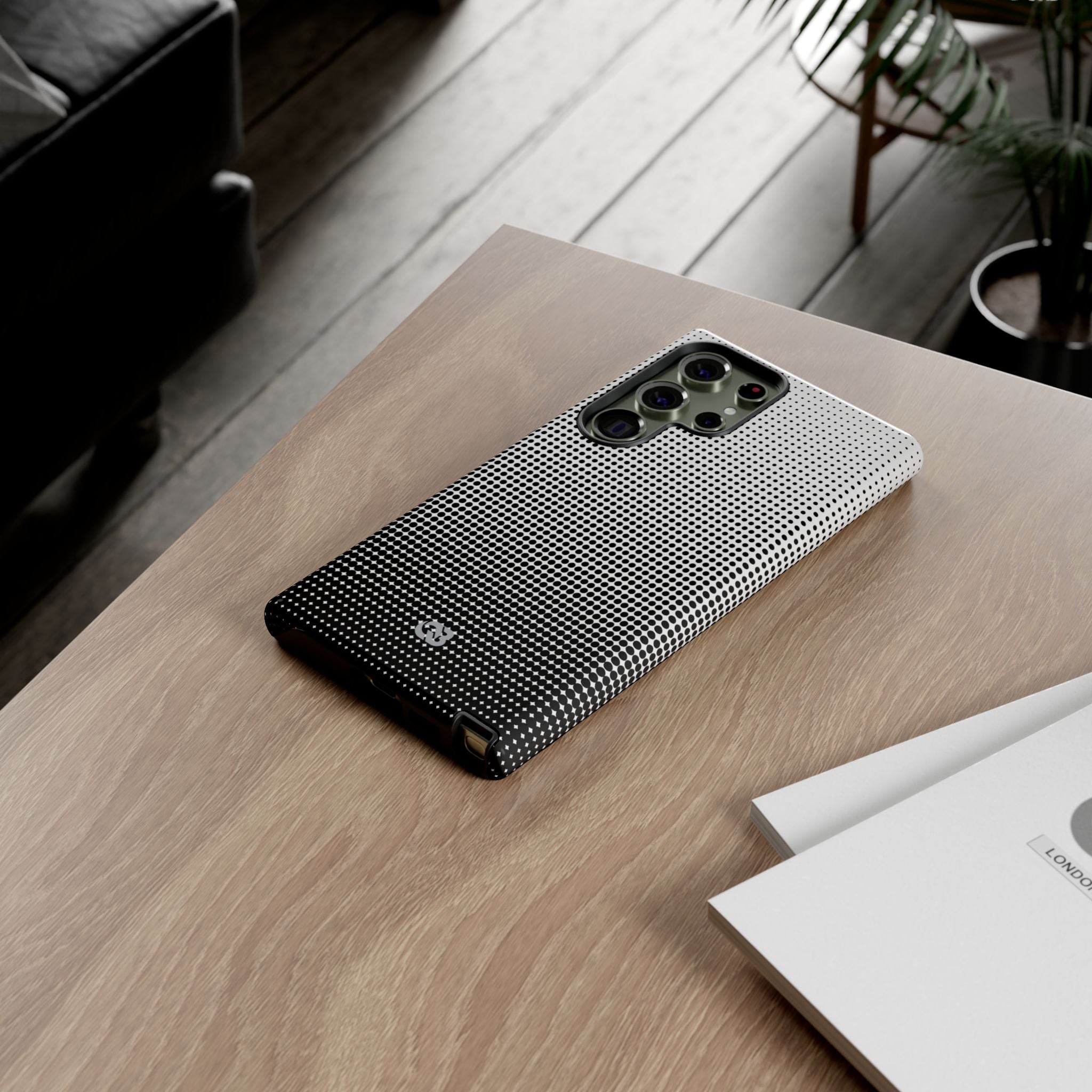 Black Tough Phone Case for Samsung - Obsidian Halftone Flux