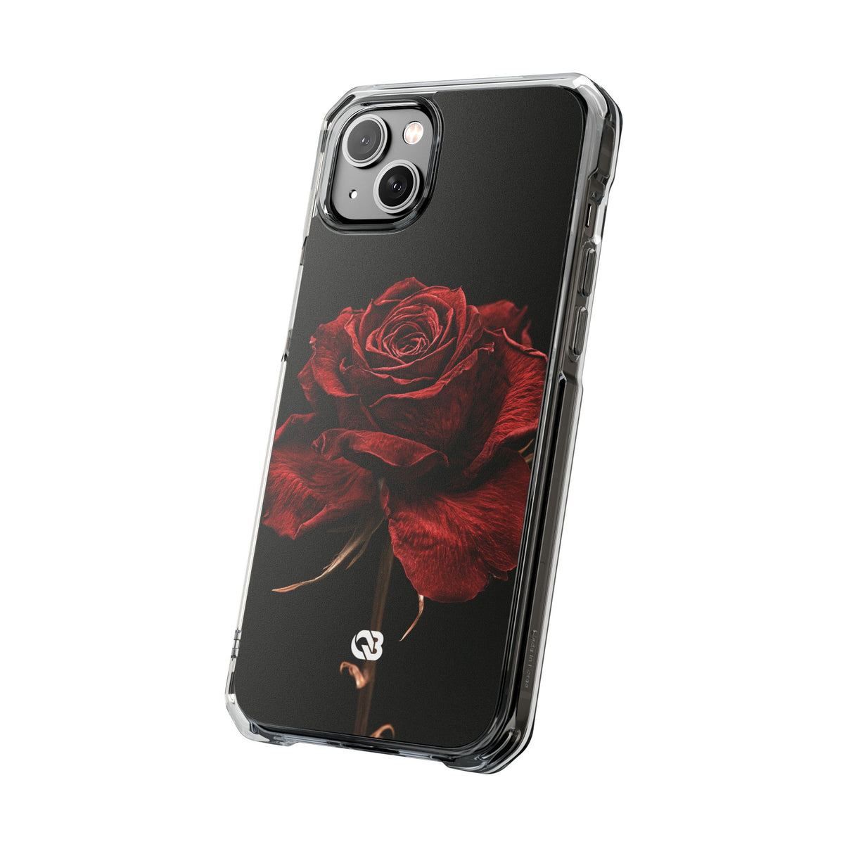 Crimson Noir Rose · Clear Impact Magnetic Phone Case for iPhone ·  Black
