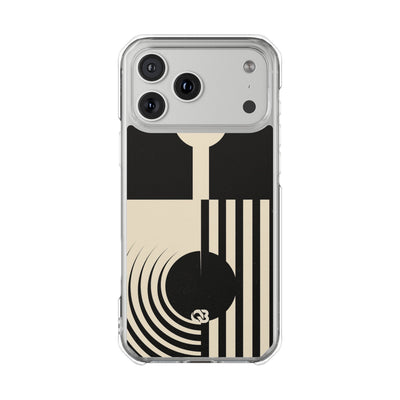 Black Impact MagSafe Phone Case for iPhone - Ivory Signal Grid