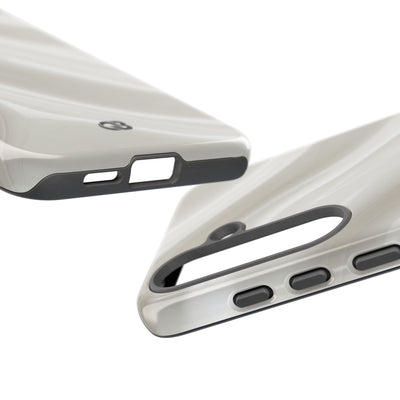 White Tough Phone Case for Samsung - Polished Ivory Wave