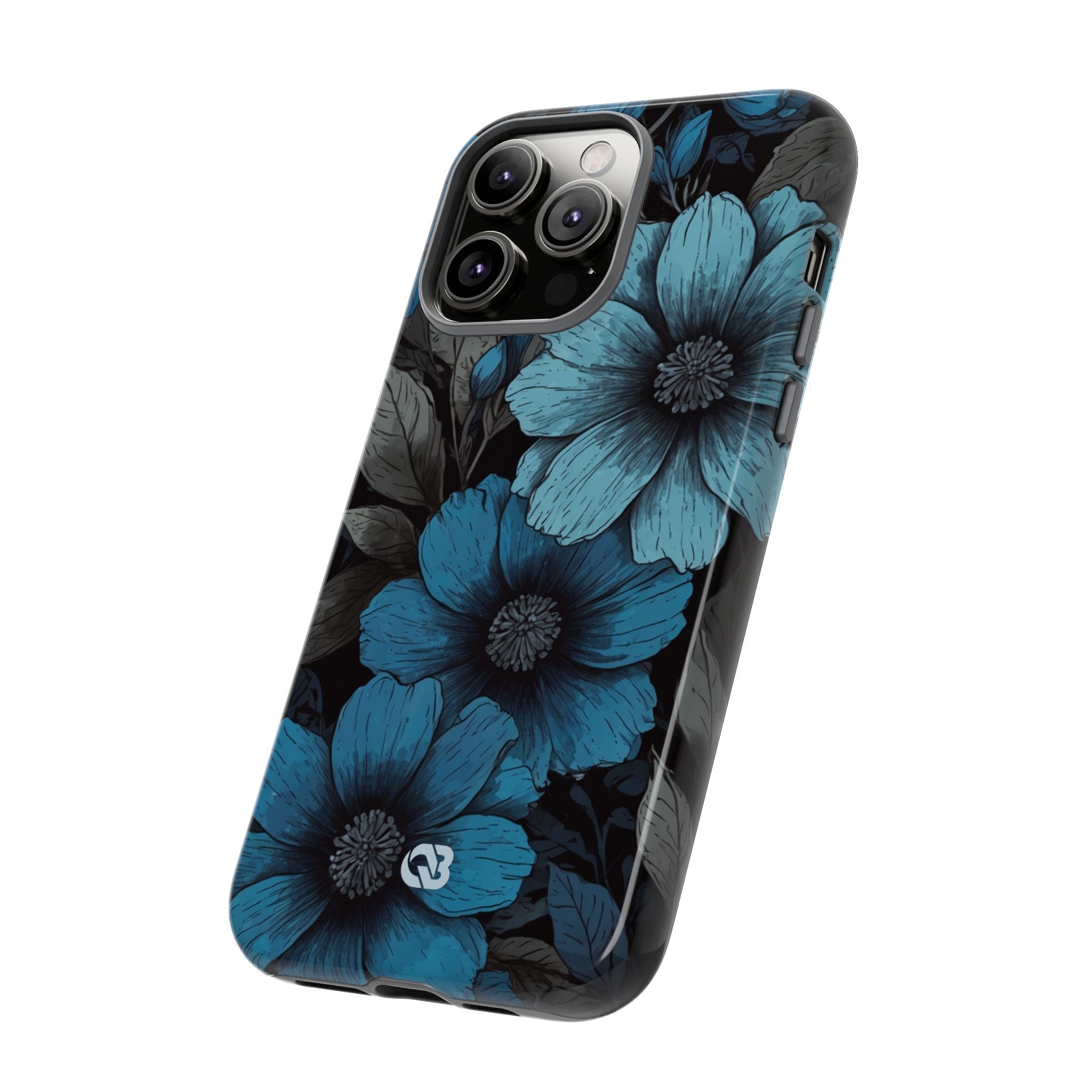 Obsidian Blue Petals · Coque de téléphone Tough pour iPhone