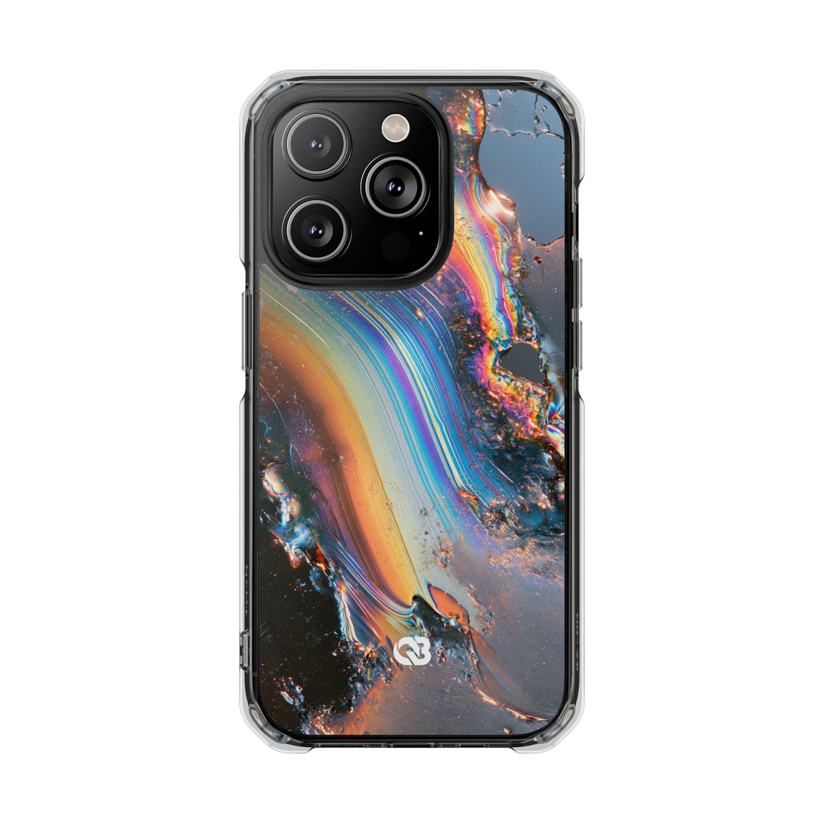 Prismatic Aura Flow · Clear Impact Magnetic Phone Case for iPhone · Blue