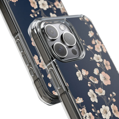 Blue Impact MagSafe Phone Case for iPhone - Midnight Peach Sakura