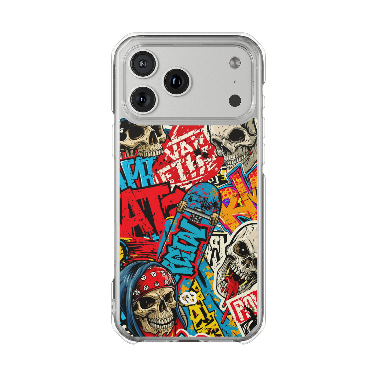 Skate Skull Riot · Clear Impact Magnetic Phone Case for iPhone · Red