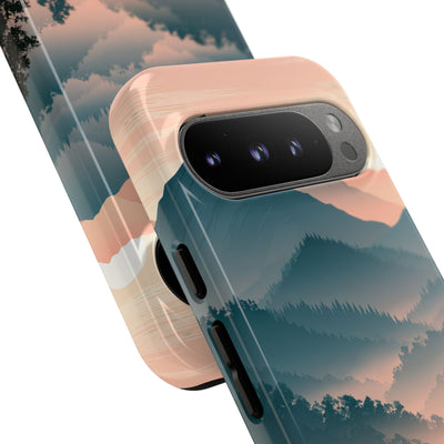 Teal Tough Phone Case for Google Pixel - Alpine Teal Horizon
