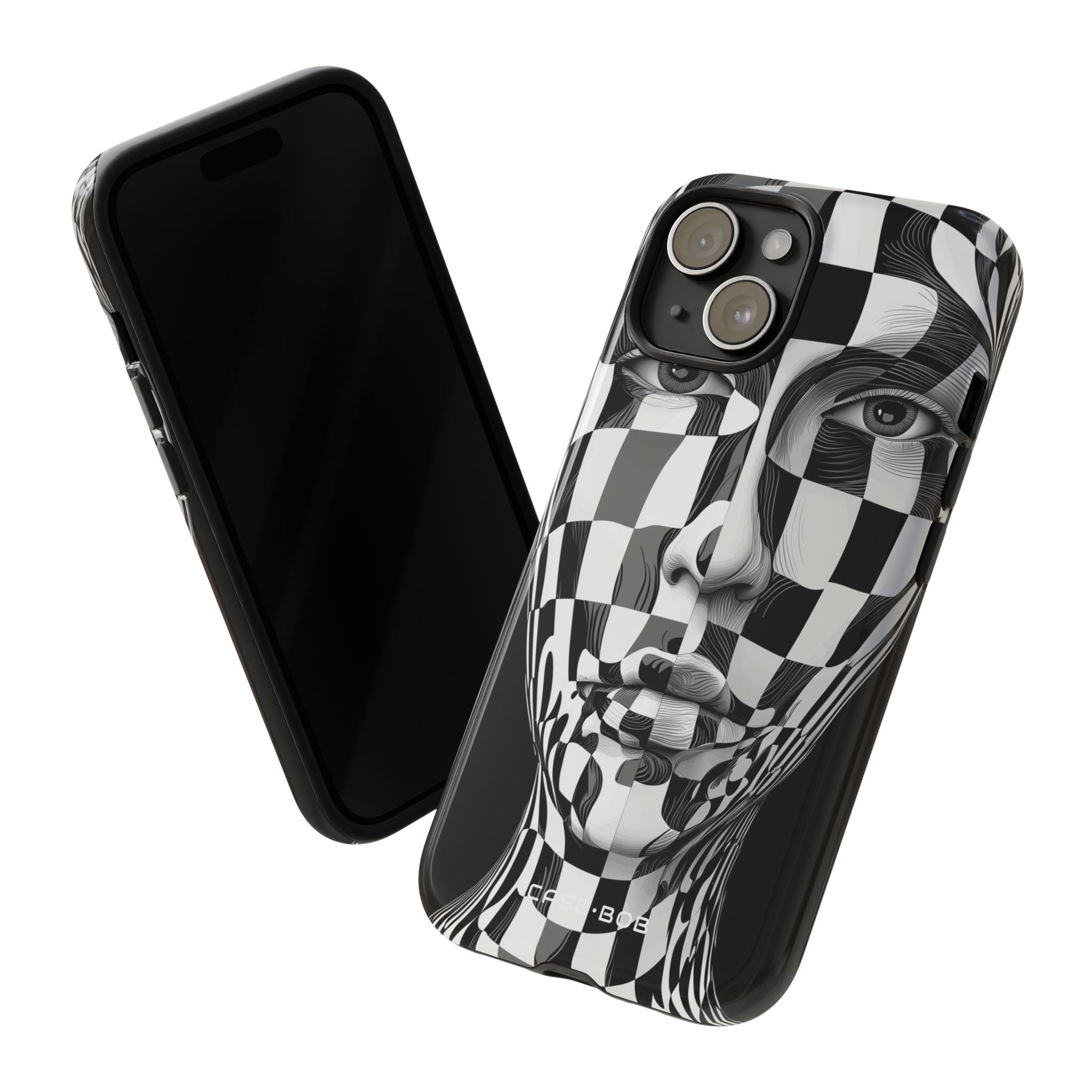 Checkered Face iPhone 15 Case - Tough