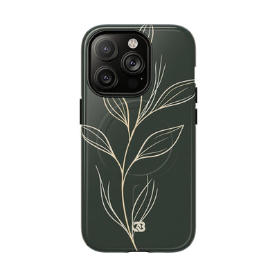 Minimal Botanical Stem · Tough 2.0 Magnetic Phone Case for iPhone · Green