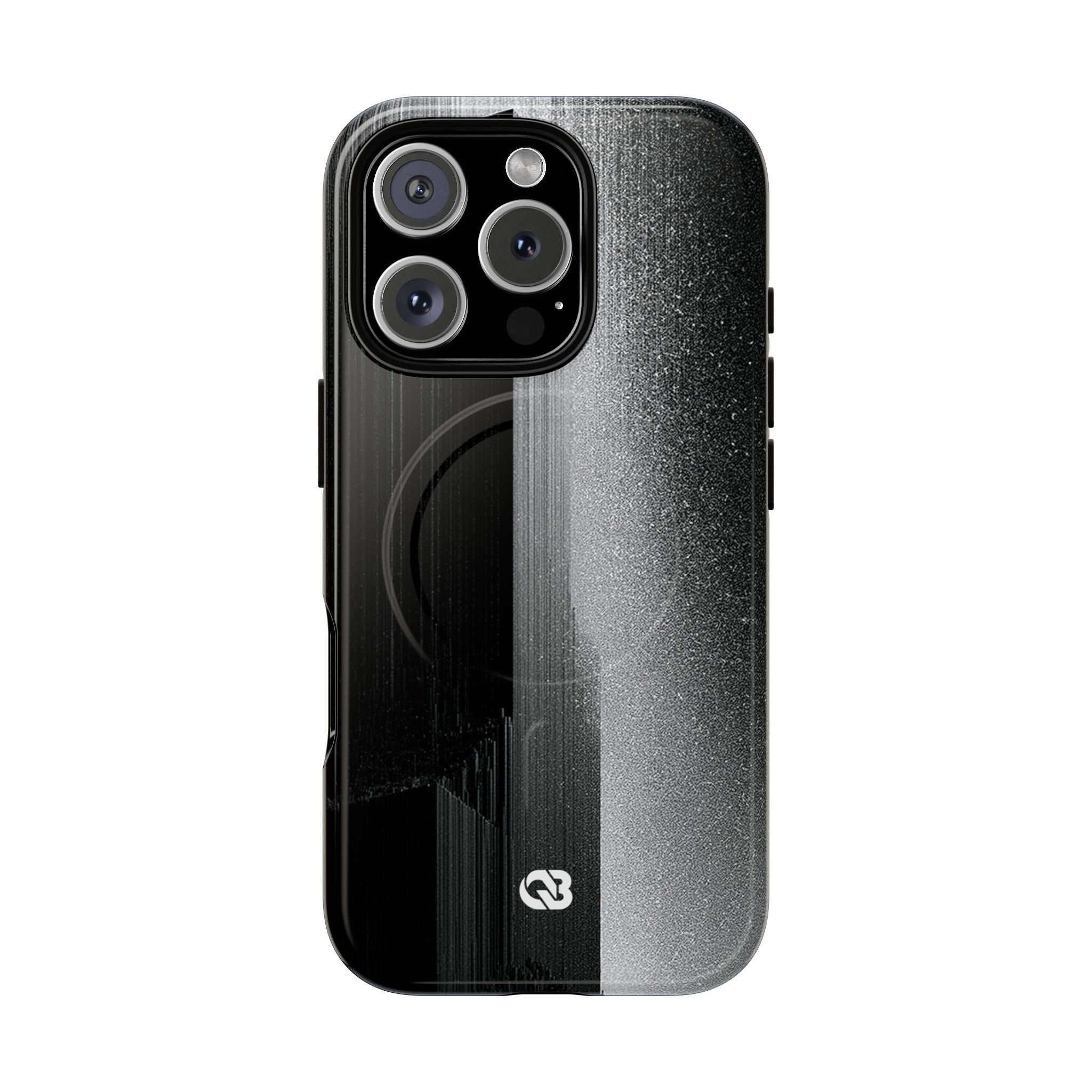 Black Tough 2.0 Magsafe Phone Case for iPhone - Brutalist Pixel Monolith