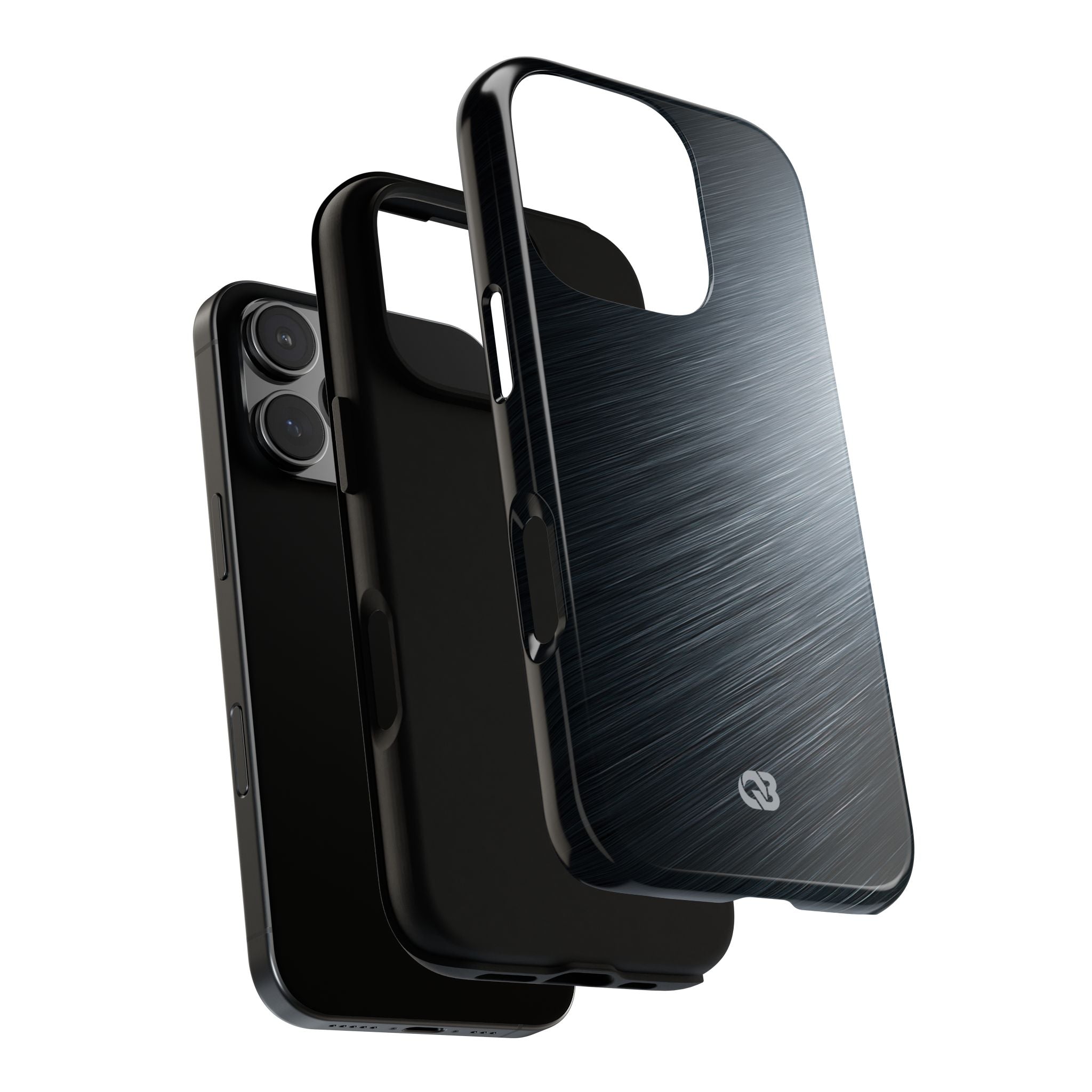 Grey Tough Phone Case for iPhone - Charcoal Brushed Steel