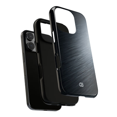 Grey Tough Phone Case for iPhone - Charcoal Brushed Steel
