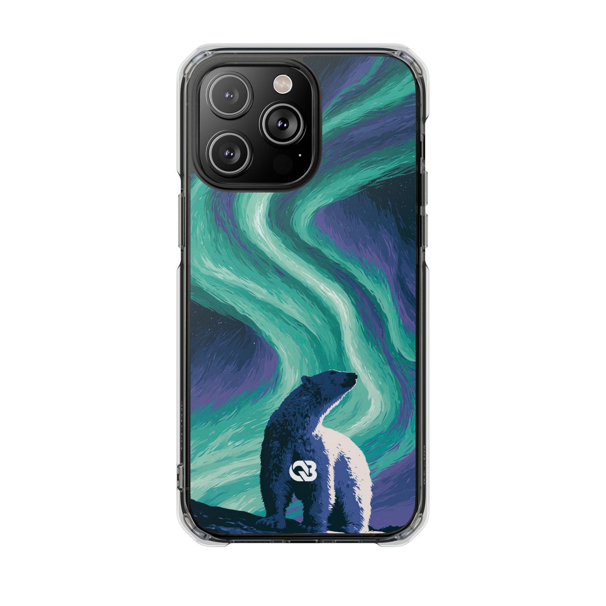 Arctic Aurora Bear · Clear Impact Magnetic Phone Case for iPhone · Teal