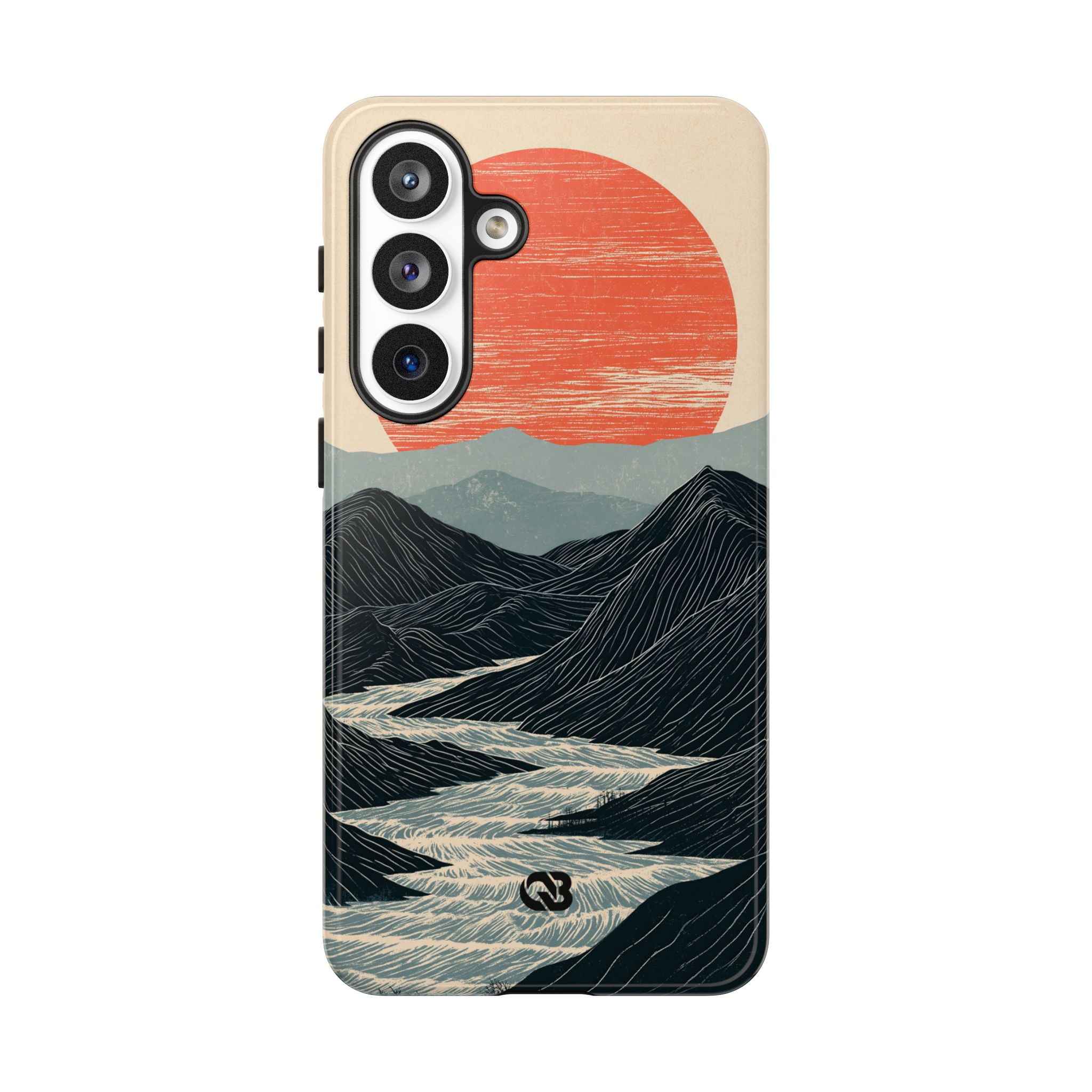 Beige Tough Phone Case for Samsung - Crimson Ridge Flow