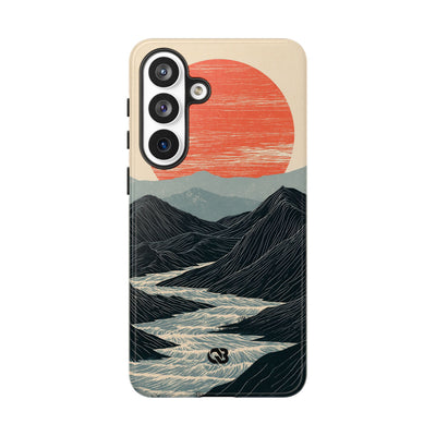 Beige Tough Phone Case for Samsung - Crimson Ridge Flow
