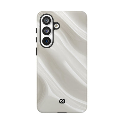 White Tough Phone Case for Samsung - Polished Ivory Wave