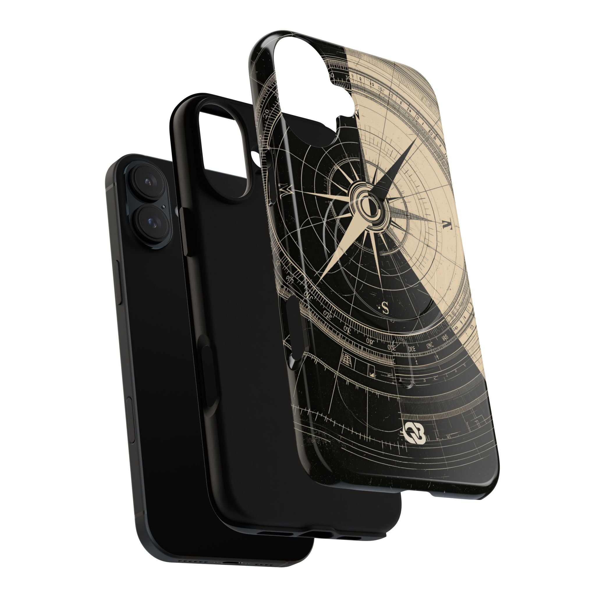 Beige Tough 2.0 Magsafe Phone Case for iPhone - Obsidian Nautical Blueprint