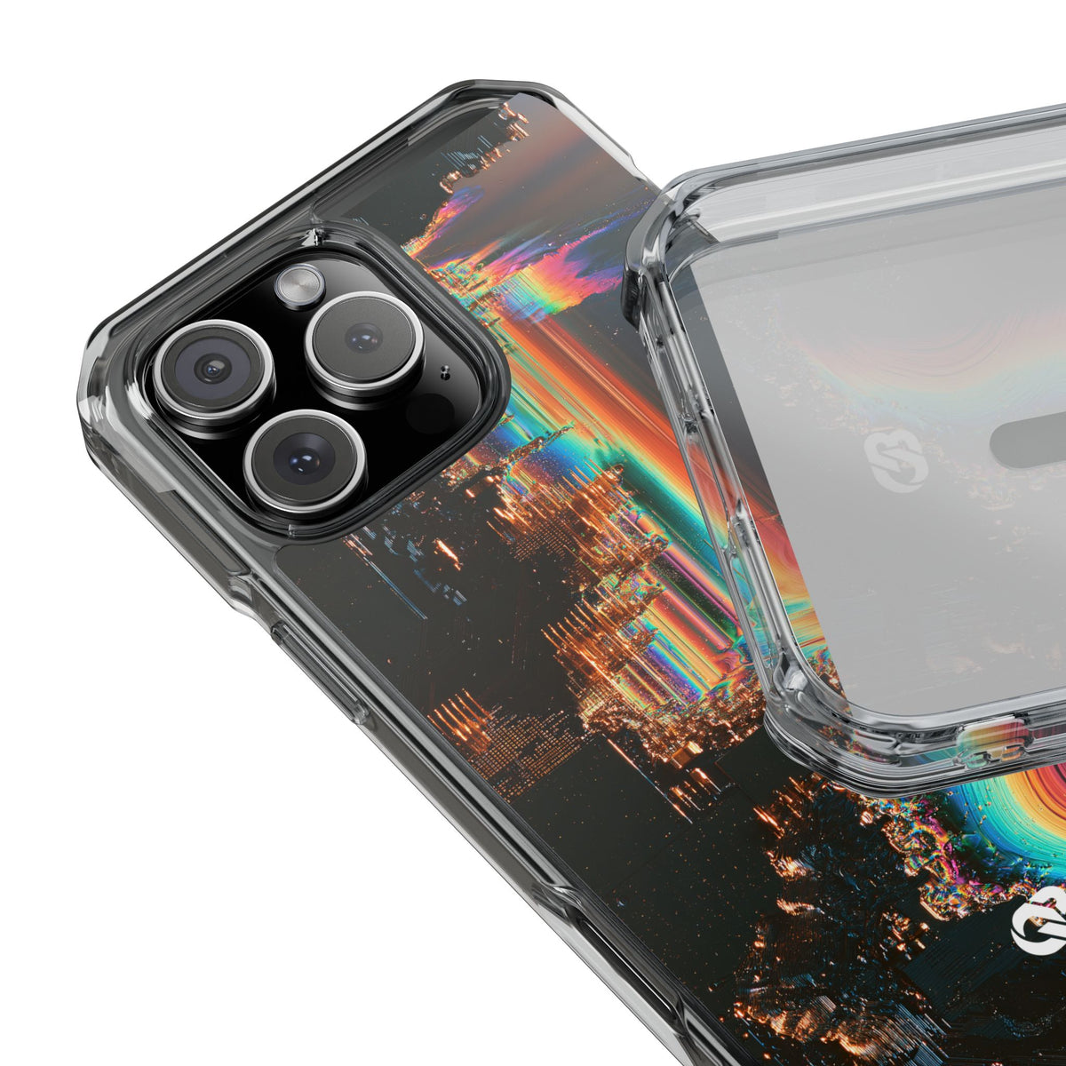 Prismatic Circuit · Clear Impact Magnetic Phone Case for iPhone · Black