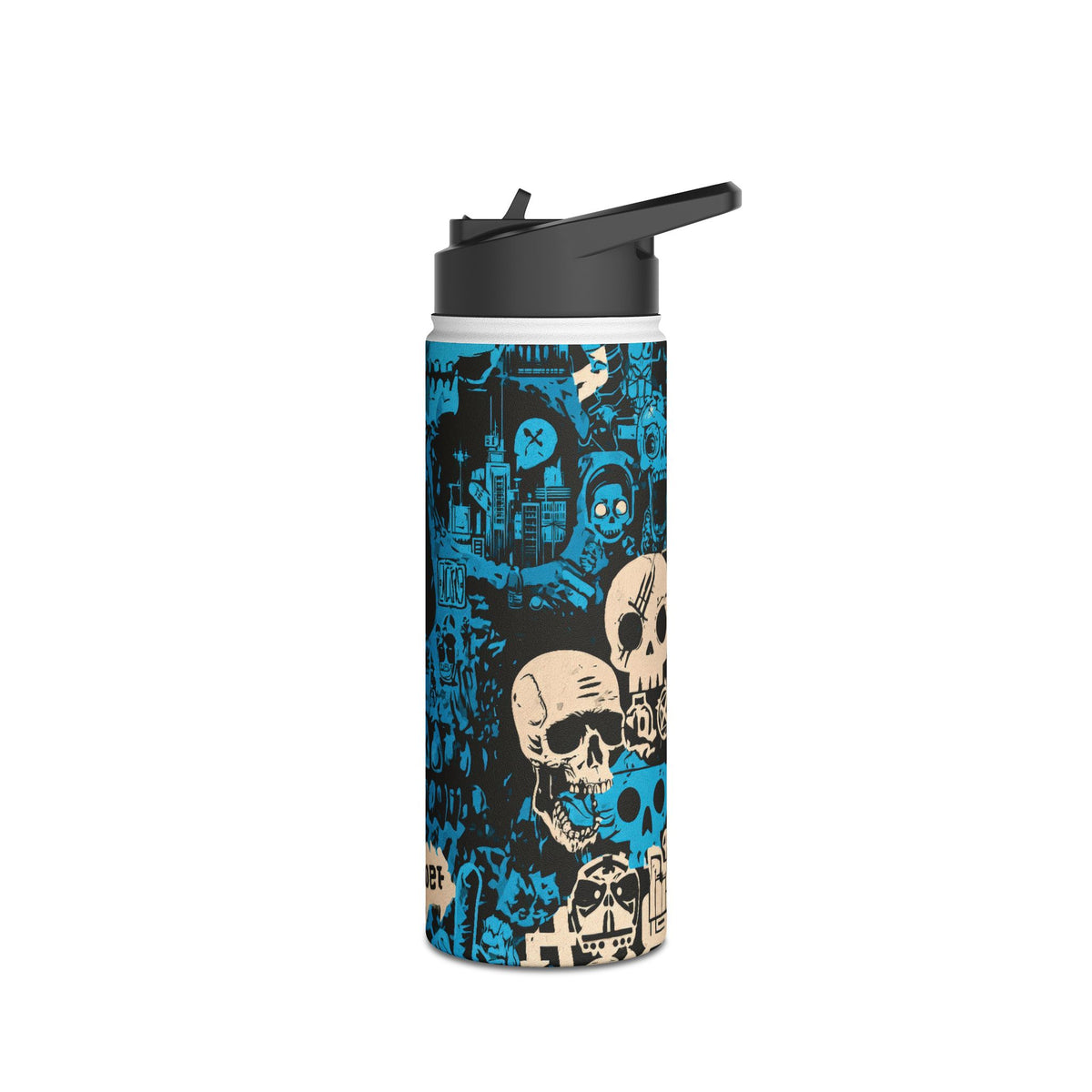 Electric Skull Graffiti · Insulated Water Bottle · Blue