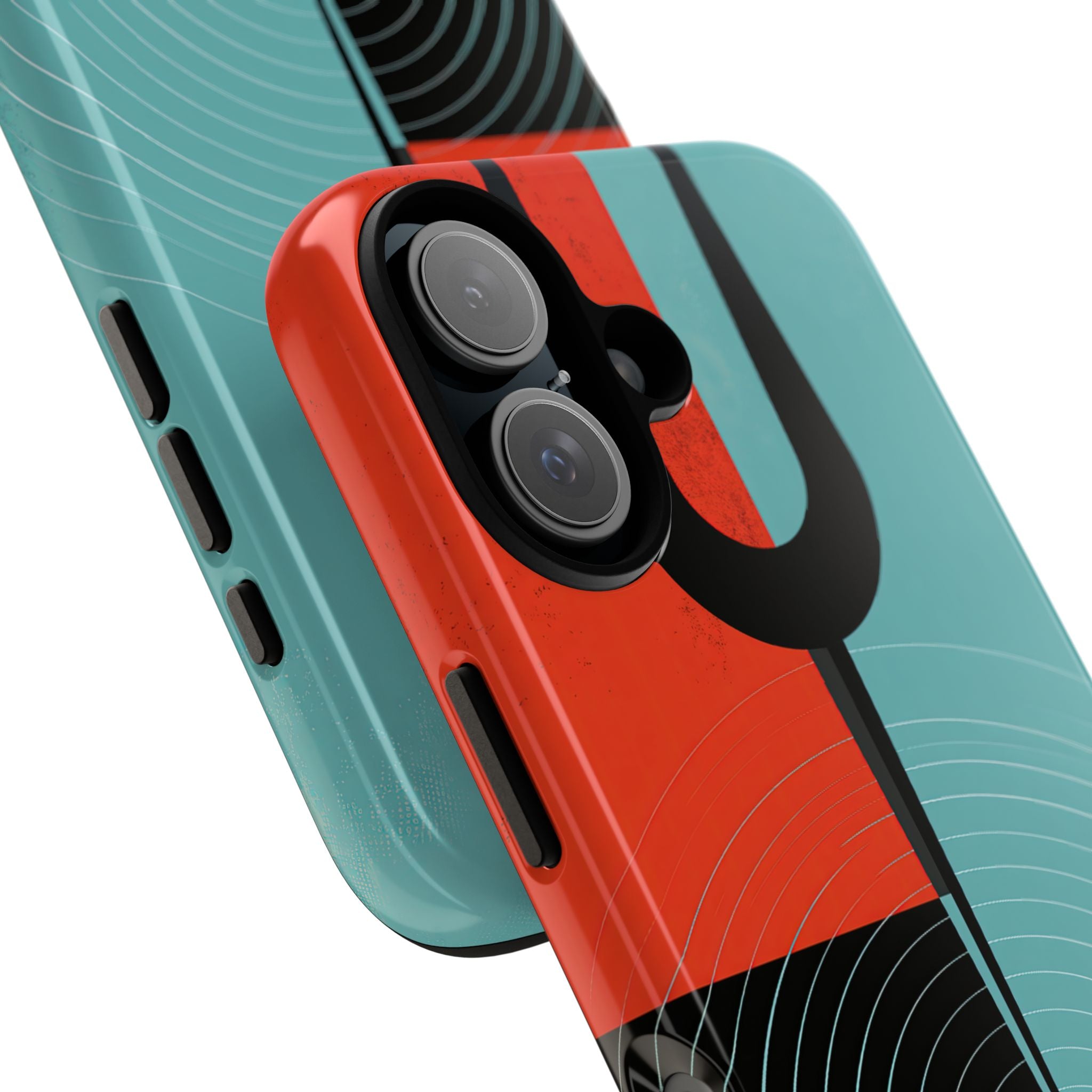 Teal Tough Phone Case for iPhone - Sonic Static Split