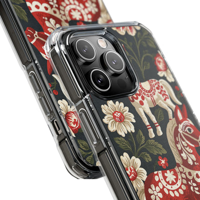 Nordic Dala Meadow · Clear Impact Magnetic Phone Case for iPhone · Red