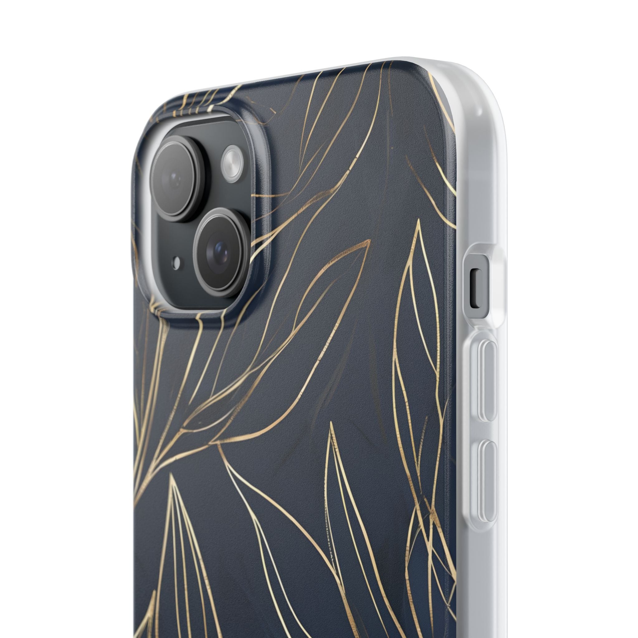 Gilded Navy Foliage · Soft Phone Case for iPhone