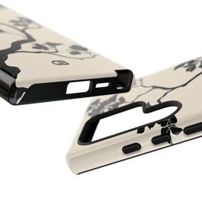 Beige Tough Phone Case for Samsung - Obsidian Bonsai Silhouette