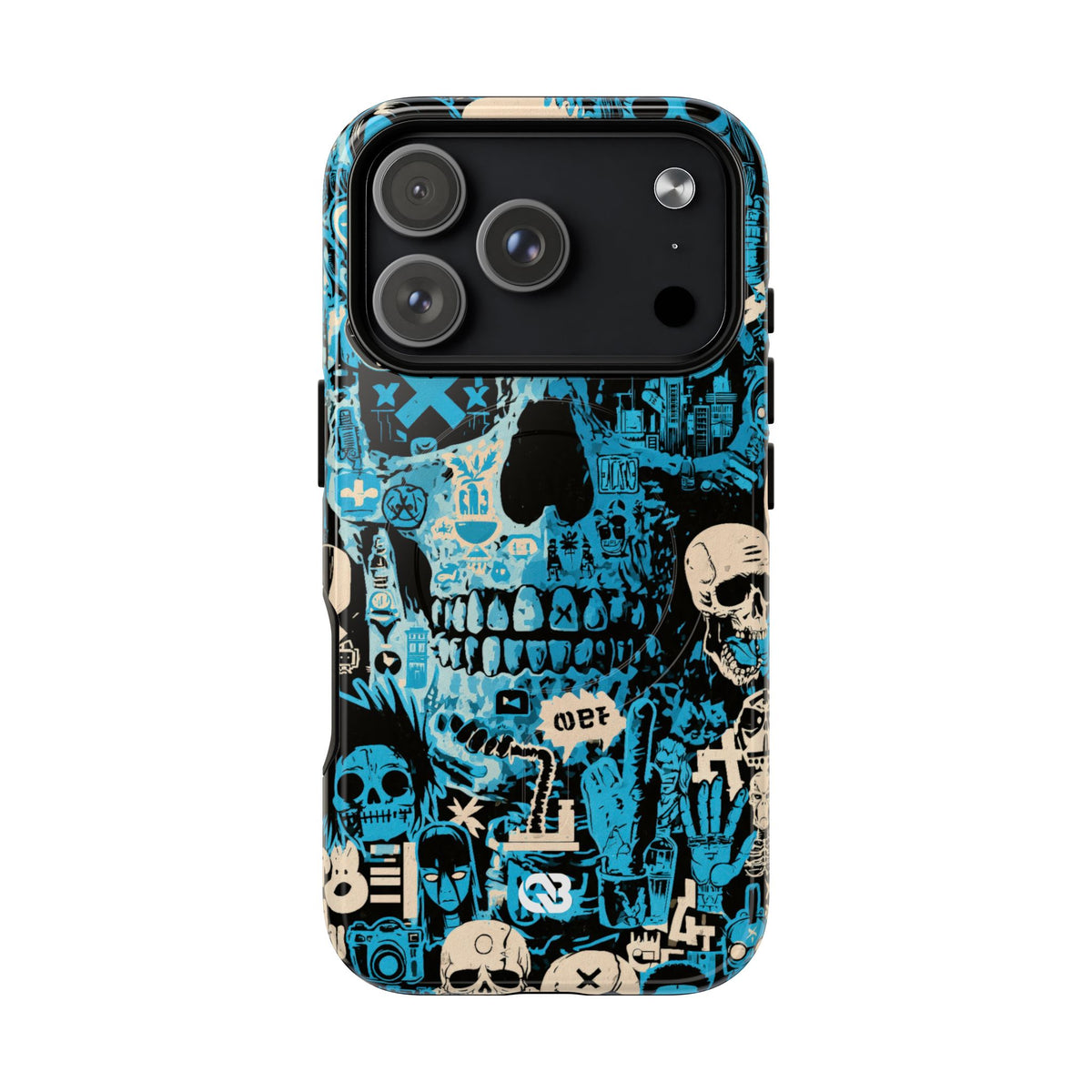 Electric Skull Graffiti · Tough 2.0 Magnetic Phone Case for iPhone · Blue