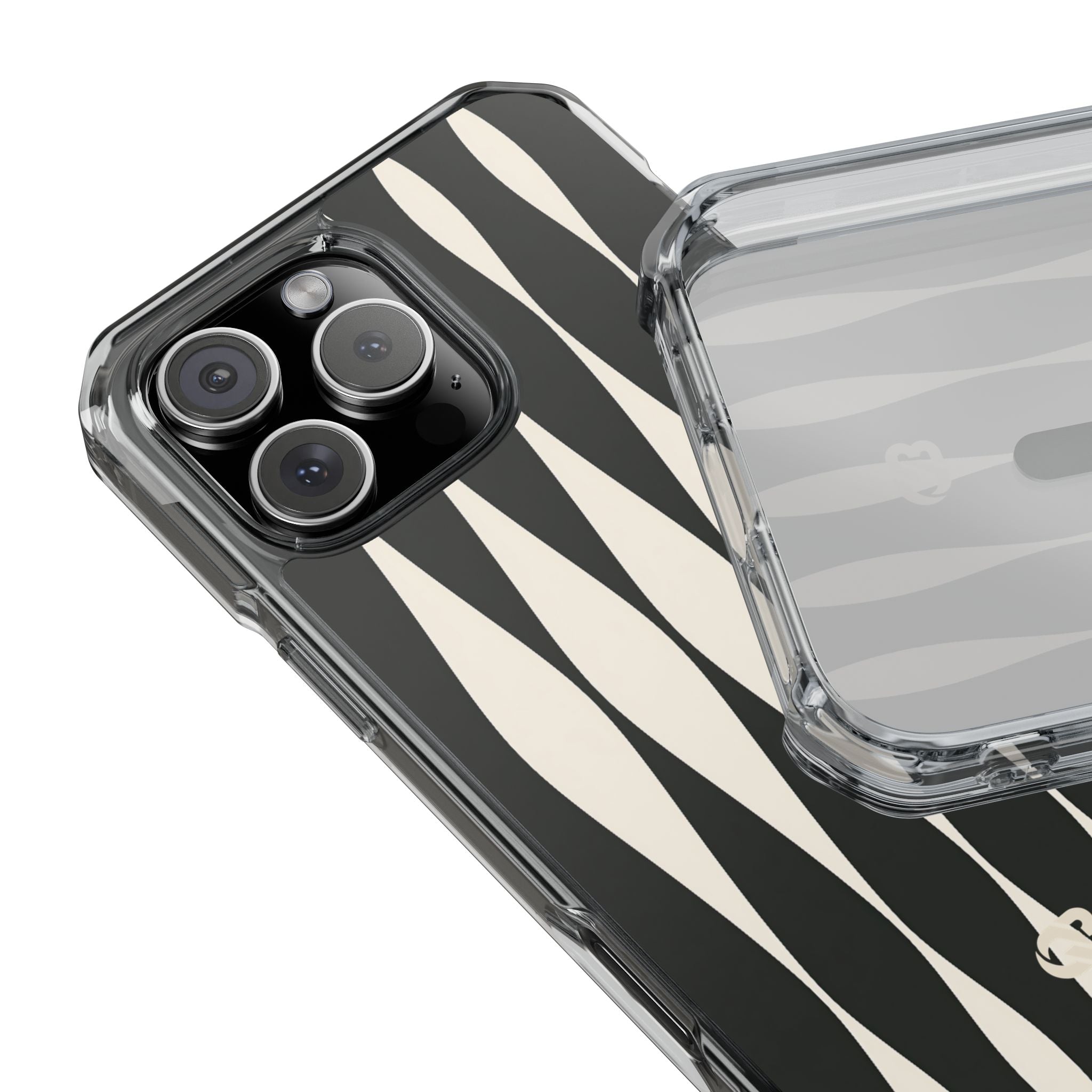 Black Impact MagSafe Phone Case for iPhone - Ivory Spindle Grid
