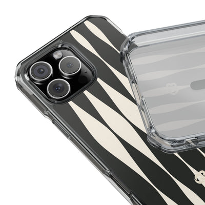Black Impact MagSafe Phone Case for iPhone - Ivory Spindle Grid