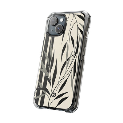 Beige Impact MagSafe Phone Case for iPhone - Soot Leaf Sketch