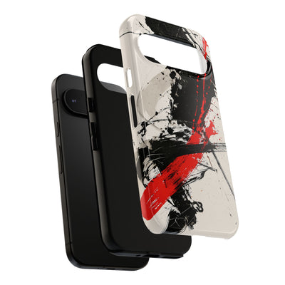 Crimson Sumi Slash · Tough Phone Case for Pixel ·  White