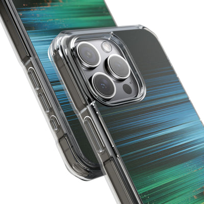 Digital Shoreline Drift · Clear Impact Magnetic Phone Case for iPhone ·  Teal