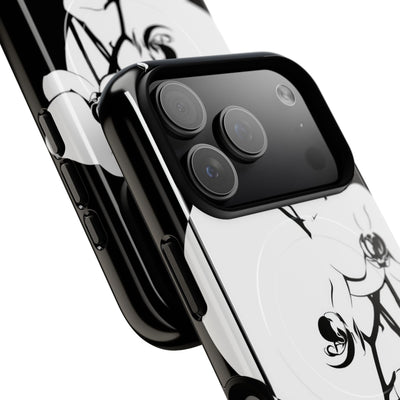 Black Tough 2.0 Magsafe Phone Case for iPhone - Lunar Orchid Grid