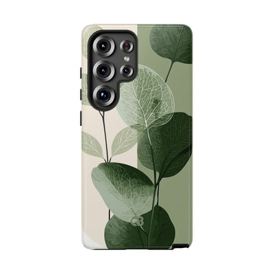 Green Tough Phone Case for Samsung - Sage Leaf Skeletals