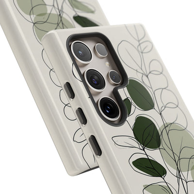 Green Tough Phone Case for Samsung - Muted Eucalyptus Sketch